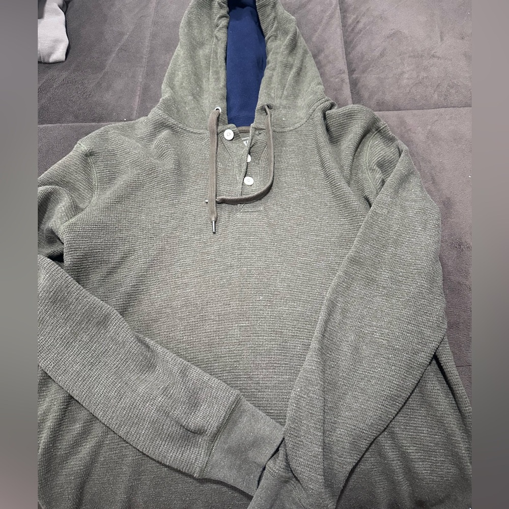 American Eagle Outfitters Olive Hooded Sweater